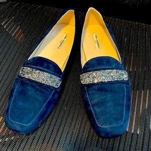 Karl Lagerfeld Leather Quincy Rhinestone Loafer Sz 9.5